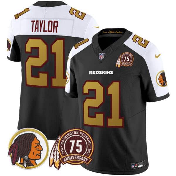 Men's Washington Redskins Throwback 75th Patch Vapor Limited Jersey - All Stitched - Image 15