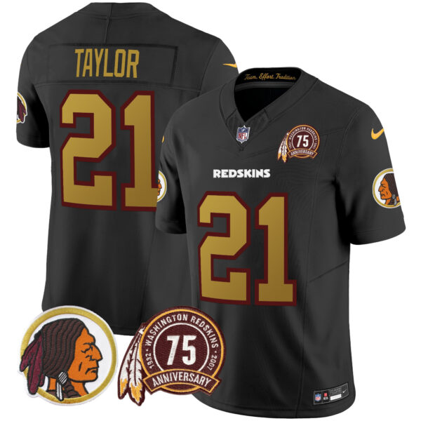 Men's Washington Redskins Throwback 75th Patch Vapor Limited Jersey - All Stitched - Image 23