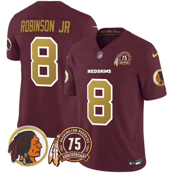 Men's Washington Redskins Throwback 75th Patch Vapor Limited Jersey - All Stitched - Image 26