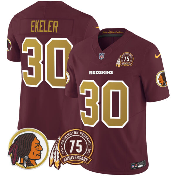 Men's Washington Redskins Throwback 75th Patch Vapor Limited Jersey - All Stitched - Image 27