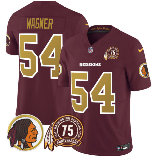 Men's Washington Redskins Throwback 75th Patch Vapor Limited Jersey - All Stitched - Image 28