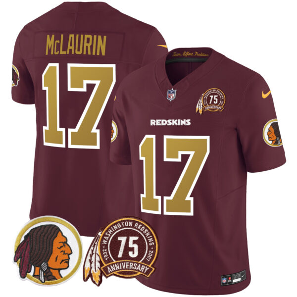 Men's Washington Redskins Throwback 75th Patch Vapor Limited Jersey - All Stitched - Image 29