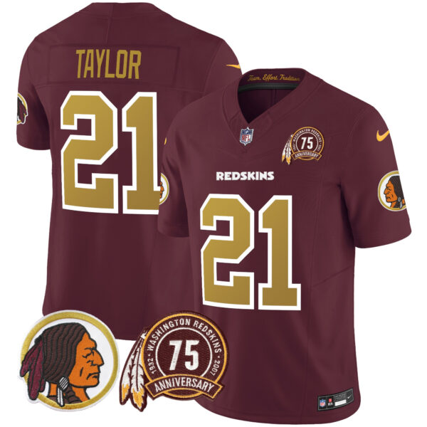 Men's Washington Redskins Throwback 75th Patch Vapor Limited Jersey - All Stitched - Image 30