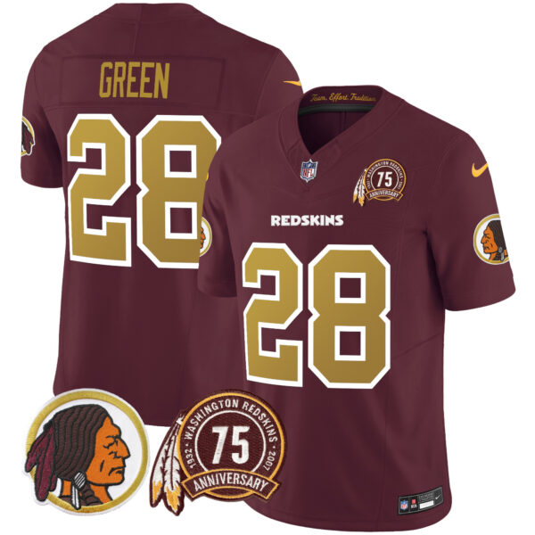 Men's Washington Redskins Throwback 75th Patch Vapor Limited Jersey - All Stitched - Image 31