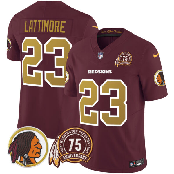 Men's Washington Redskins Throwback 75th Patch Vapor Limited Jersey - All Stitched - Image 32