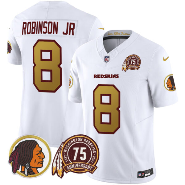 Men's Washington Redskins Throwback 75th Patch Vapor Limited Jersey - All Stitched - Image 34