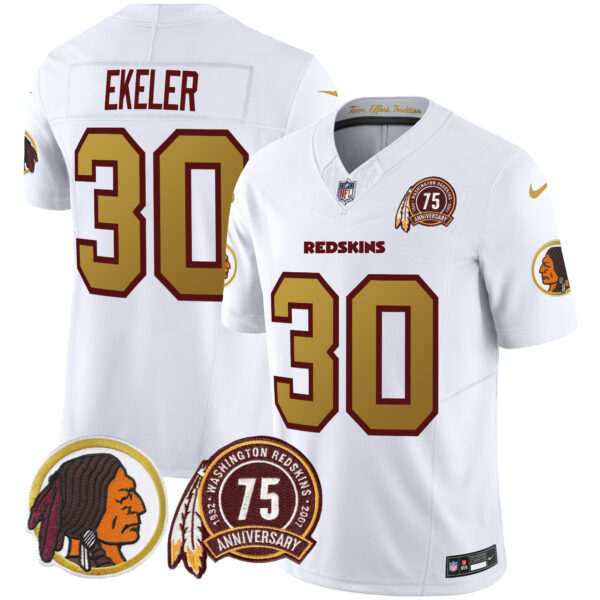 Men's Washington Redskins Throwback 75th Patch Vapor Limited Jersey - All Stitched - Image 35