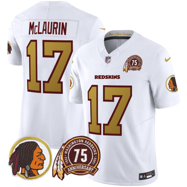 Men's Washington Redskins Throwback 75th Patch Vapor Limited Jersey - All Stitched - Image 37