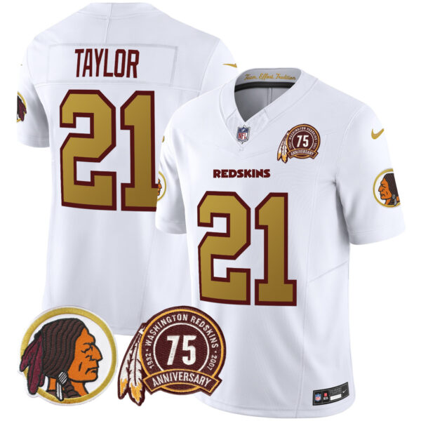 Men's Washington Redskins Throwback 75th Patch Vapor Limited Jersey - All Stitched - Image 38