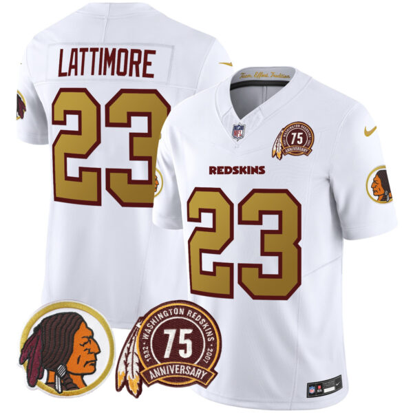 Men's Washington Redskins Throwback 75th Patch Vapor Limited Jersey - All Stitched - Image 40