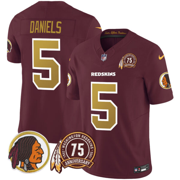 Men's Washington Redskins Throwback 75th Patch Vapor Limited Jersey - All Stitched