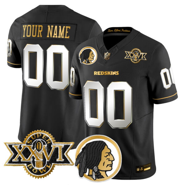 Washington Redskins Throwback 1992 Super Bowl XXVI Patch Gold Vapor Limited Custom Jersey - All Stitched - Image 3