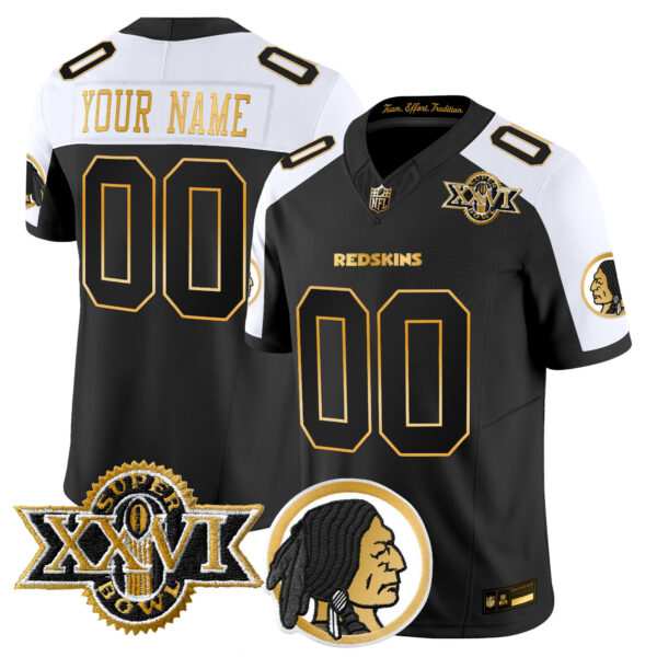 Washington Redskins Throwback 1992 Super Bowl XXVI Patch Gold Vapor Limited Custom Jersey - All Stitched - Image 4