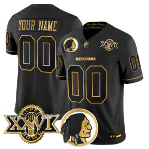 Washington Redskins Throwback 1992 Super Bowl XXVI Patch Gold Vapor Limited Custom Jersey - All Stitched